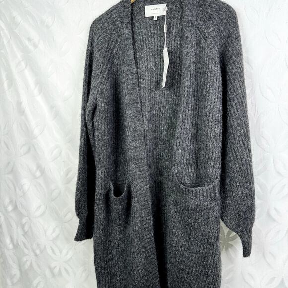 MUNTHE Riga Knit Long Loose Wool Ribbed Long Cardigan Size 10 NWT - Picture 7 of 11